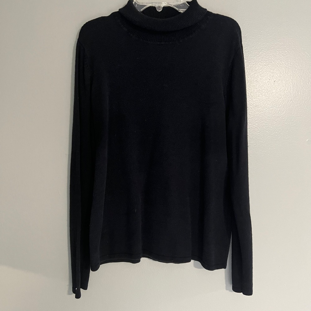 Stephanie Andrews Black Silk Cashmere Turtleneck Sweater Medium capsule minimal